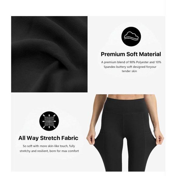 2XL High Waisted Yoga Leggings 4 Pack - Tummy Control with Pockets - Picture 3 of 6